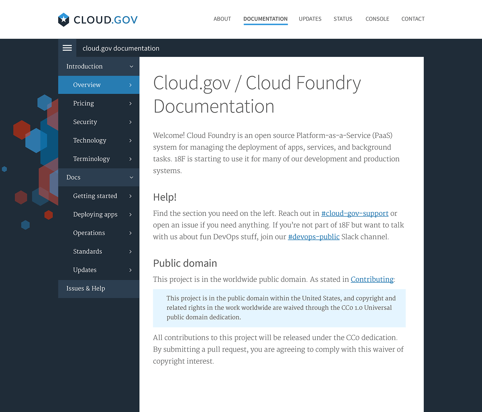 cloud.gov documentation page comp