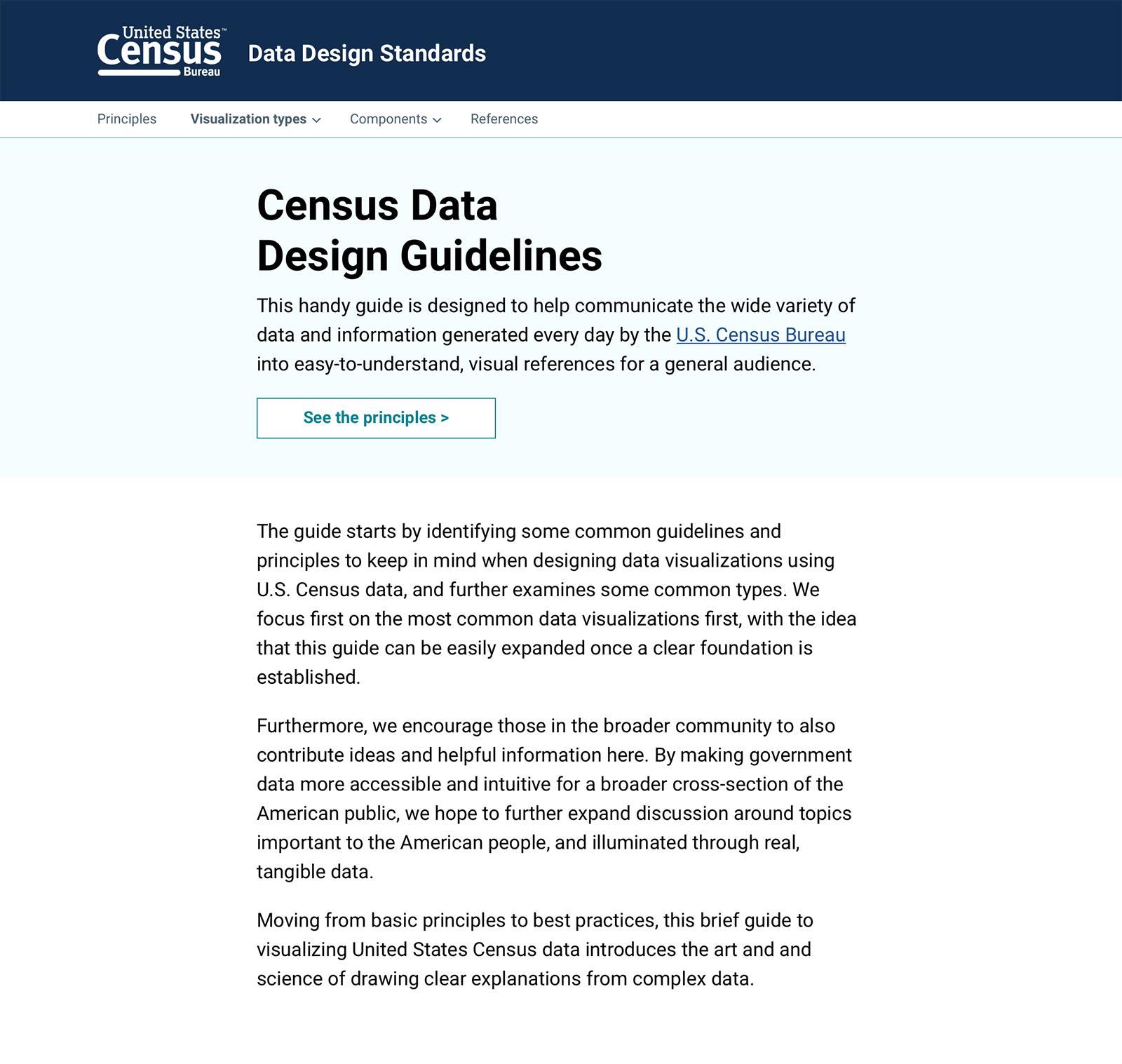 U.S. Census data visualizstion guidelines home page