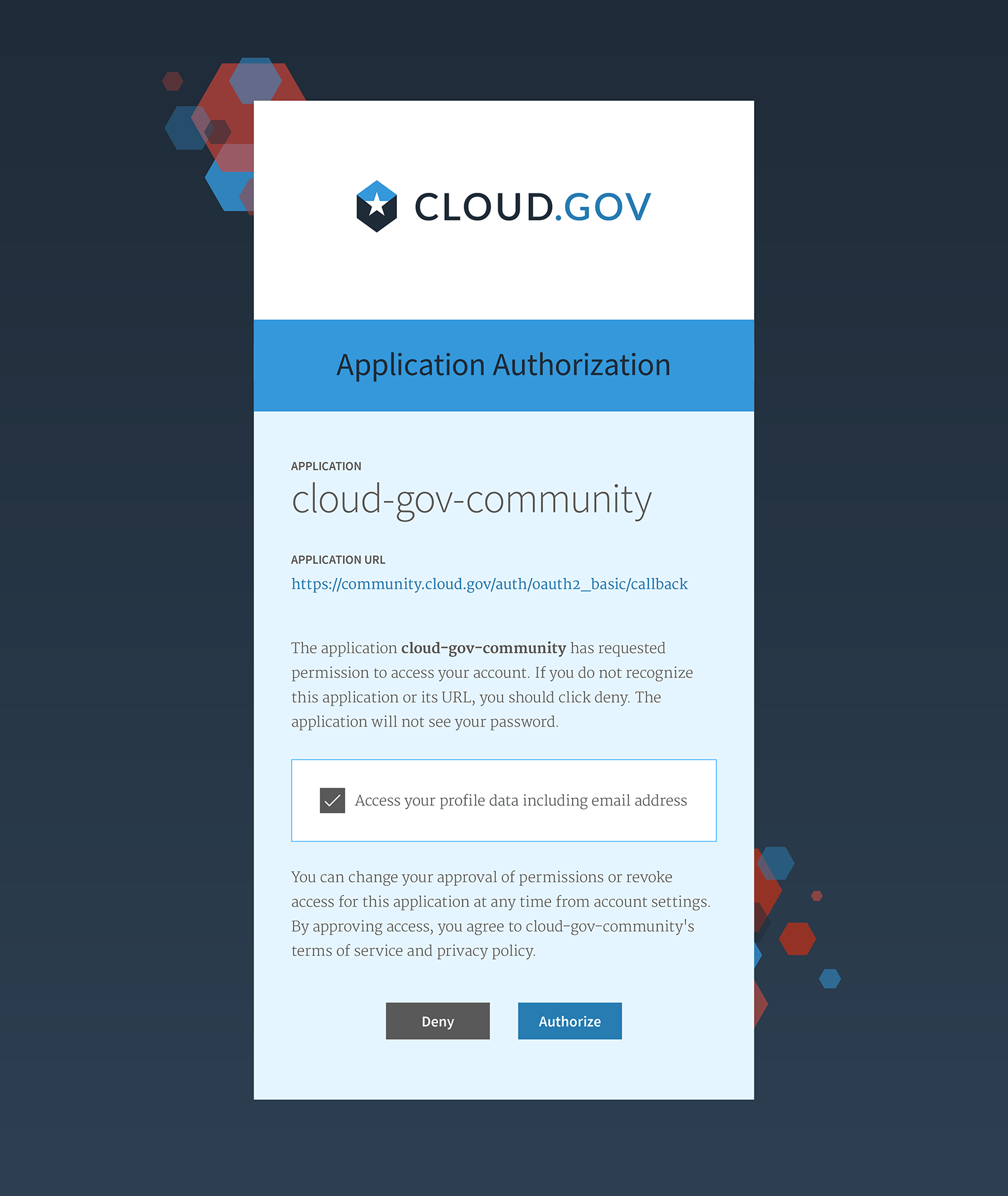 cloud.gov permissions screen
